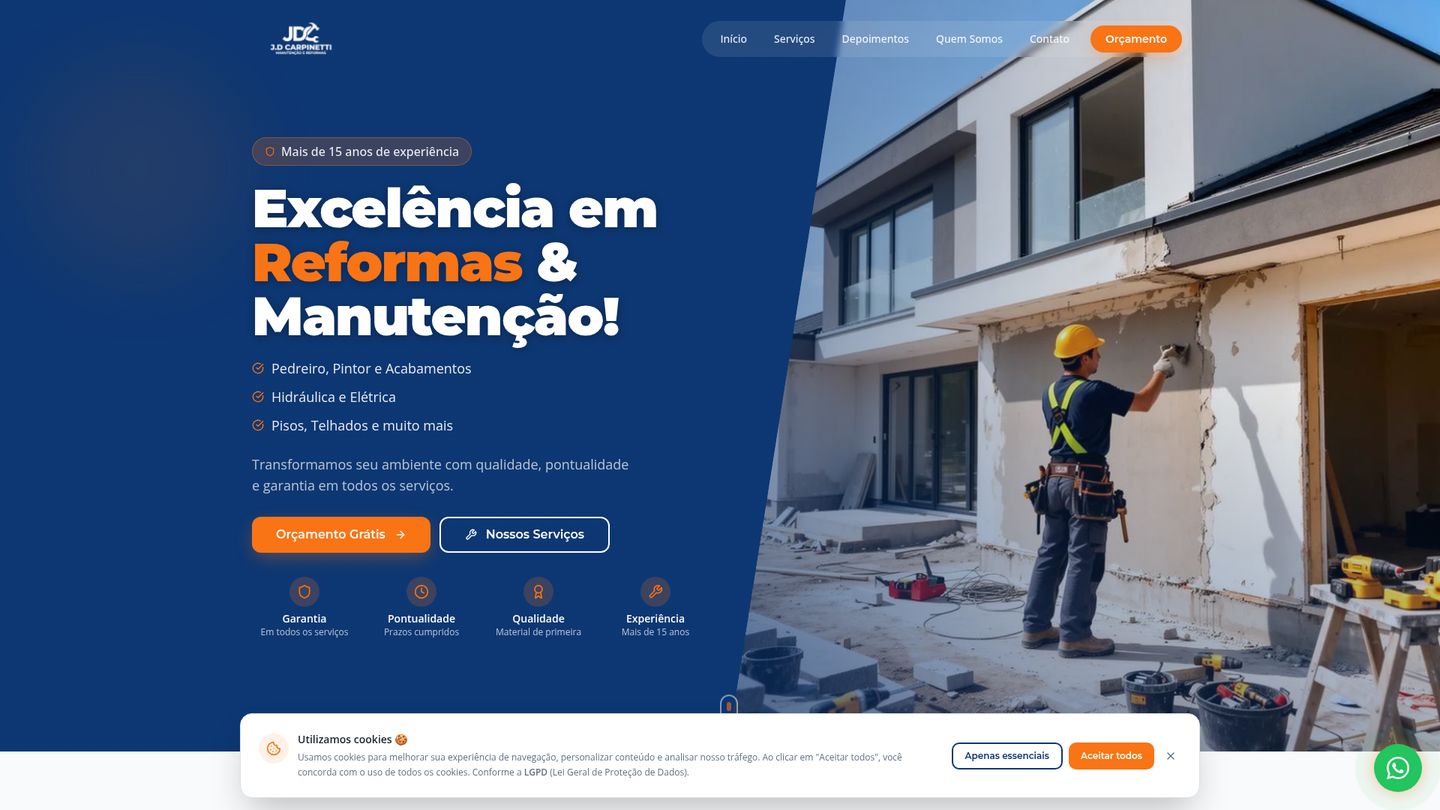 Prévia do site JD Carpinetti