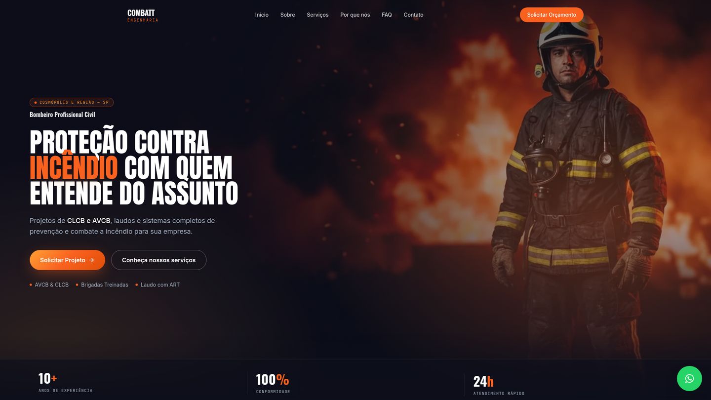 Prévia do site Combat Engenharia