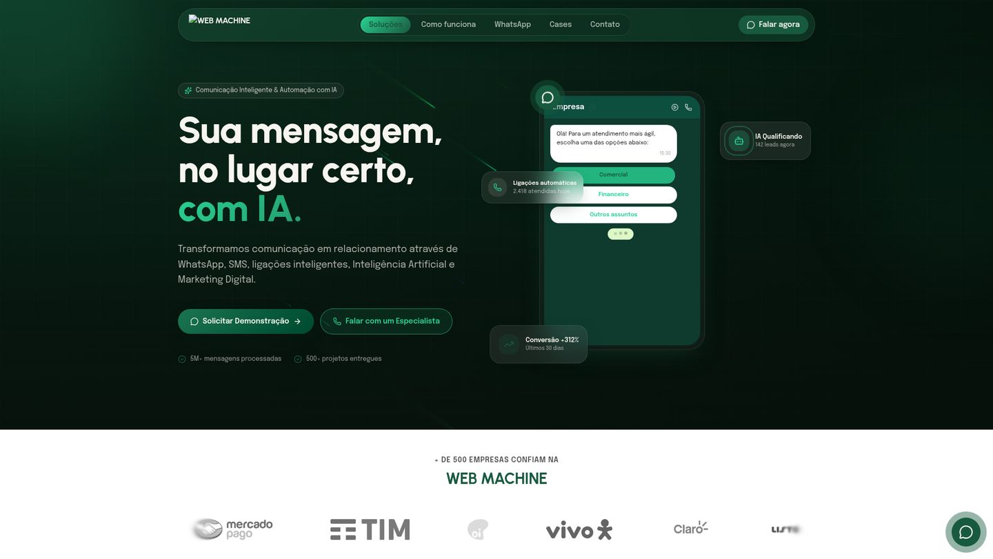 Prévia do site WebMachine