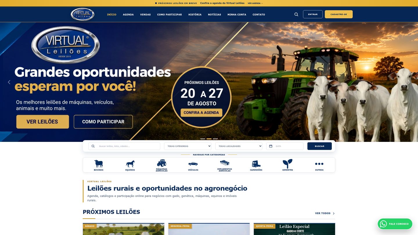 Prévia do site Virtual Leilões