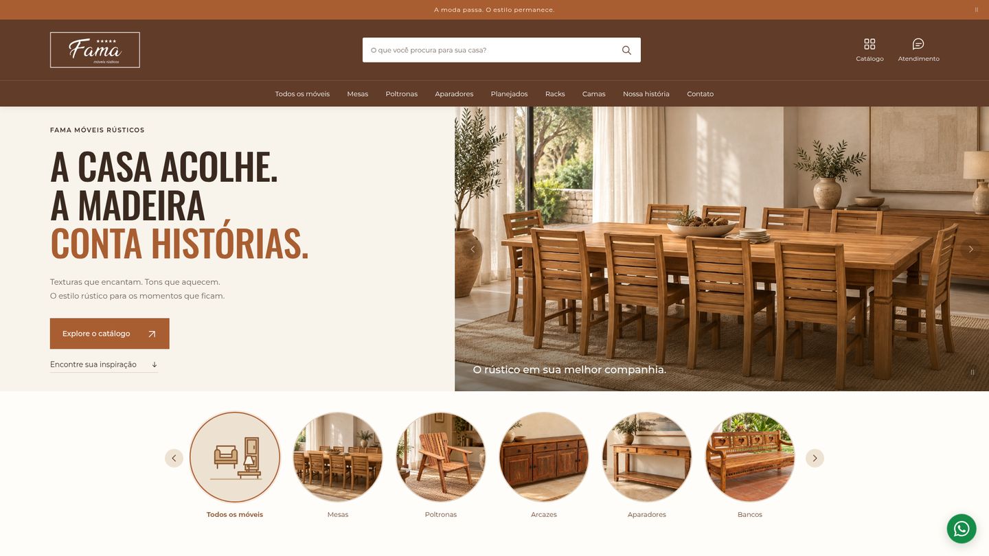 Prévia do site Fama Móveis Rústicos
