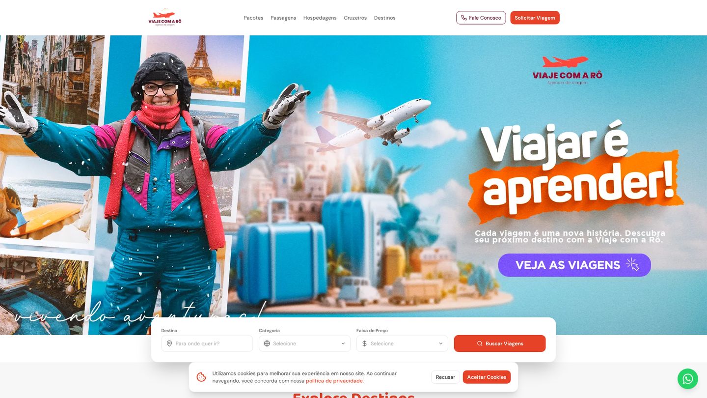 Prévia do site Viaje com a Rô